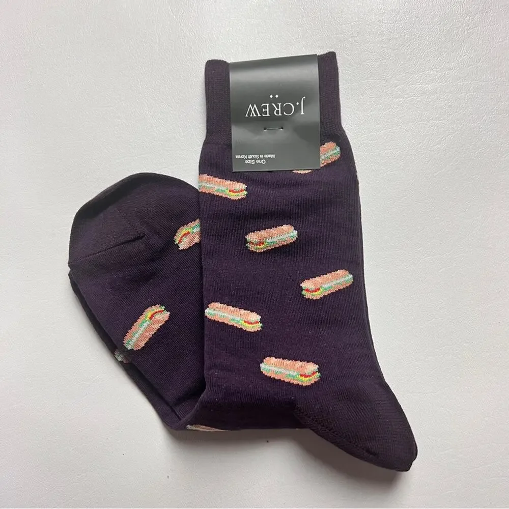 J.Crew Men's sandwich Print  Graphic Design Trouser Socks Onesize NWT